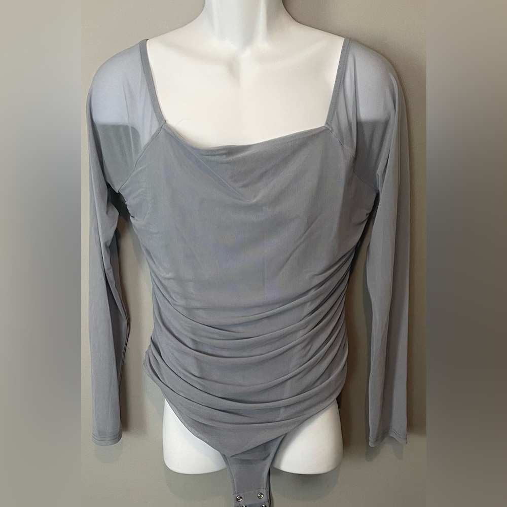 Sheer long sleeve blue bodysuit size Xxl